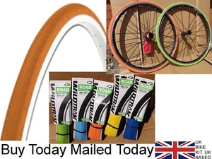 Wildtrak 700 x 23c Road Fixie Bike Folding Coloured Bike Tyre Blue Green Pink - Picture 1 of 16