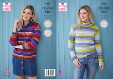 King Cole 5647 Ladies Sweater Jumper Knitting Pattern UK Size 24 - 26 Bramble DK