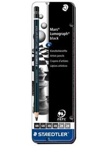[Ref:100B G6] STAEDTLER étui métal de 6 Crayon Mars Lumograph black