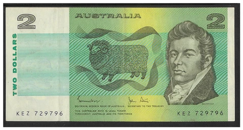 Australia 1983 $2 Two Dollars Paper Banknote Johnston/Stone R88 Fine #7 Cover