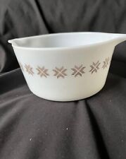 Vintage Pyrex 1 Qt Casserole Dish Town and Country Brown Snowflakes