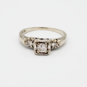 14 Karat Weißgold Verlobungsring 16-18 Punkt Diamant Größe 7 - Bild 1 von 5