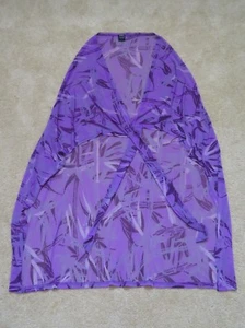 Express Woman Swim Suit Cover Up Wrap Sarong 3 Ways to Wear Purple Sheer Floral - Picture 1 of 5
