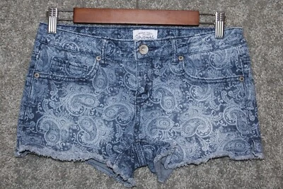 Aeropostale Jean Shorts Womens 5/6 Paisley Cut Off Blue Denim Casual - Image 1 of 4