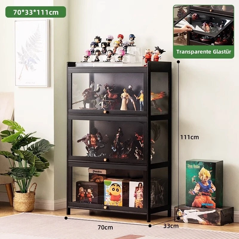 Hochschrank Vitrinenschrank Acryl Sammlervitrine Aufbewahrungsschrank Schwarz DE - Bild 1 von 4