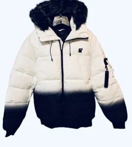 SikSilk Mens Alpine Camo Bomber Jacket Fur Trim Black White Ski Snowboard NWT - Picture 1 of 10