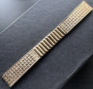 Vintage Fit Bulova Accutron Gold Color Watch Metal Band Bracelet 17.5 mm BU-38 - Picture 1 of 9