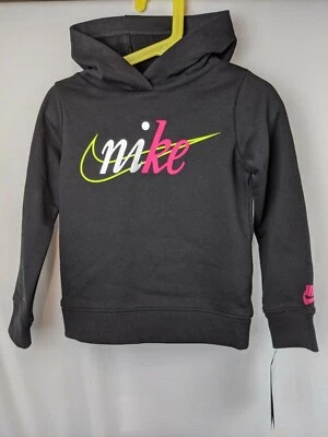 Nueva sudadera con capucha negra Nike Split Futura para niñas pequeñas talla 4 calcomanía adhesiva gratuita Foto 1 de 4