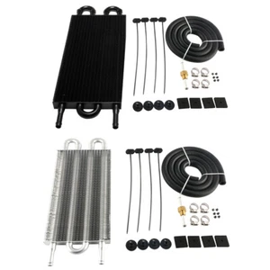 4 Row Universal Remote Fin Transmission Oil Cooler Kit Black - Picture 1 of 6