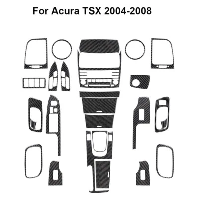 27Pcs Carbon Fiber Full Interior Kit Cover Trim Sticker For Acura TSX 2004-2008 Foto 1 de 4