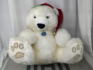 Dakin White Polar Bear Plush Christmas Santa Hat 16 Inch 1985 Stuffed Animal Toy - Picture 1 of 18