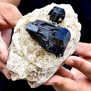 2.79LB  Natural black tourmaline quartz crystal cluster mineral specimen - Picture 1 of 12