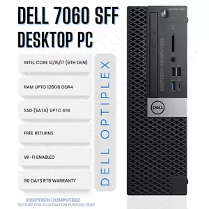 Dell Optiplex 7060 SFF Desktop Intel i7-8700 32GB RAM 1TB SSD WiFi Windows 11 PC - Picture 1 of 6