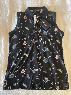 Camisa polo RLX Ralph Lauren para mujer pequeña Ajuste a medida gráfico negro sin mangas nuevo con etiquetas Foto 1 de 4