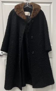 Klassischer Vintage 40er Joslins Union hergestellt Schleife Midi Mantel/Jacke mit Pelzkragen - Bild 1 von 9