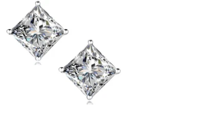 Aretes Macy's CBC 4ct corte princesa circonita cúbica 7 mm plata cuadrado circonita cúbica Foto 1 de 4