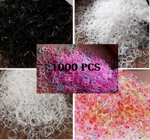 1000 Mini Haargummibänder Gummibänder Flechten Zöpfe Zöpfe kleine Bänder UK - Bild 1 von 6