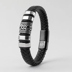 KUVARS | Elegantes Lederarmband "Bijou" Luxus Armband Echtleder Schwarz & Braun - Bild 1 von 17