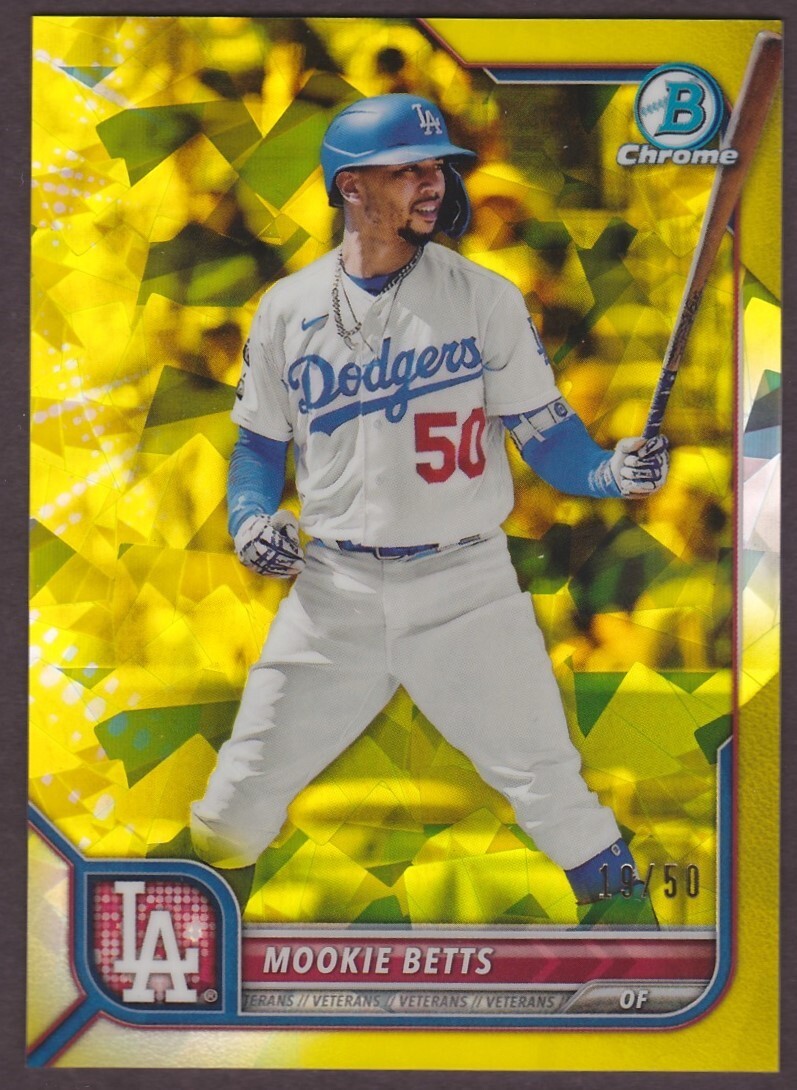 2022 Bowman Chrome Sapphire #84 Mookie Betts Yellow Refractor #/50 Dodgers