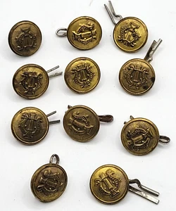 11 US Military Band Superior Quality Lyre Metal Buttons Gold Tone Shank 5/8 Inch - Picture 1 of 12