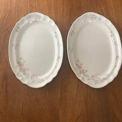 2 PLATOS GRANDES OVALADOS VINTAGE PFALTZGRAFF TEA ROSE EE. UU. 14,5"" X 10"" Foto 1 de 4