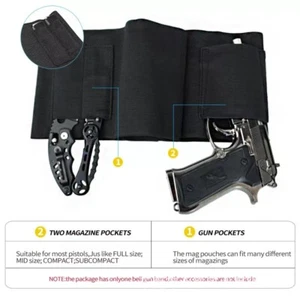 Tactical Belly Band Holster Concealed Carry Pistol Hidden Gun Belt Waist US - Picture 1 of 9