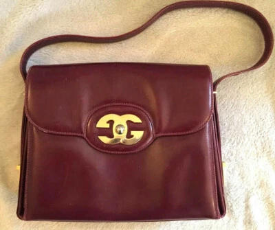 正品 GUCCI Boutique 复古顶部手柄/肩手提包 BURGUNDY 红色 — 第 1/4 张图片