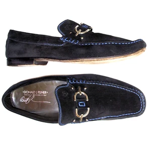 Donald J Pliner Dacio ITALY 10,5 schwarz Wildleder Horsebit Bit Slipper Halbschuhe Schuhe - Bild 1 von 4
