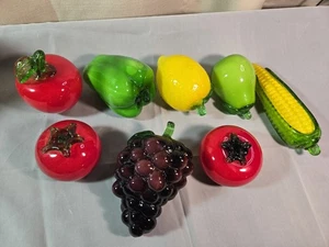 Juego de 8 piezas vintage de vidrio soplado a mano para frutas y verduras de Murano - Imagen 1 de 24