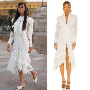 NEU Raissa weiß Häkelspitze Meerjungfrau Midi TTPD Kleid Girlhood Kern feminin - Bild 1 von 13