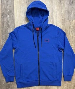 HUGO Daple French Terry Men’s Full Zip Hoodie Size Medium Blue - Picture 1 of 6