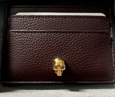 Alexander McQueen Skull Leather  Card Holder . Burgundy.Crystal Detail. BNIB - Image 1 of 4