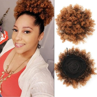 THEMIS HAIR Afro Puff 抽绳马尾辫 适合短自然头发,高压拉 — 第 1/4 张图片