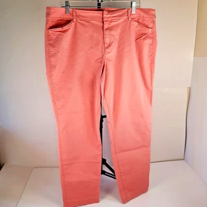 Pantalones antiguos azul marino para mujer 18 Pixie rosa salmón melocotón coral elástico 42x27 Capri Boho - Imagen 1 de 12