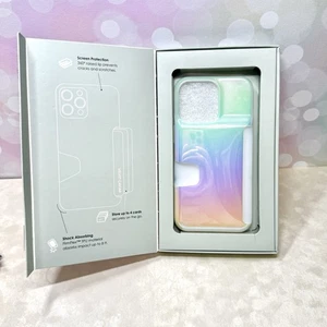 iPhone 13 Pro Velvet Caviar Phone Case with Wallet, Iridescent White Rainbow - Picture 1 of 5