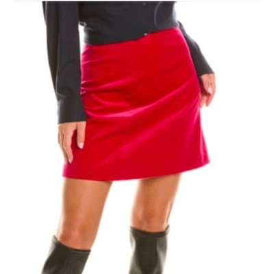 Theory Women's HW Mini Magenta Stretch Velvet Skirt Sz 4 NWT 315 - Image 1 of 4