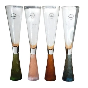 Set of 4 Vtg Artland Prescott Crystal Champagne Flutes 9 3/4" Metal Prism - Picture 1 of 8