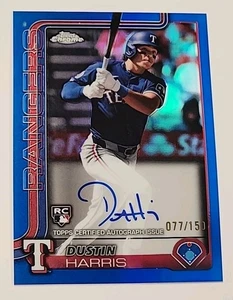 2025 Topps Chrome - Rookie Autographs Dustin Harris #RA-DHA Blue Refractor /150 - Picture 1 of 4