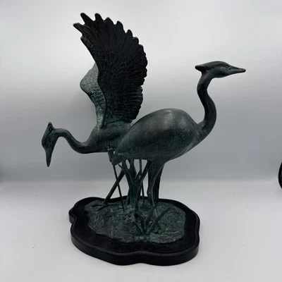 SPI San Pacific International Crane Bird Herons Egret -Bronze Sculpture - 12" - image 1 of 4