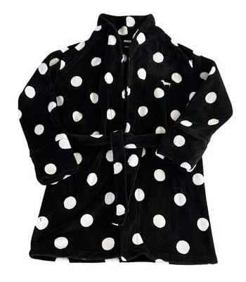 Victoria's Secret розовый горошек черно-белый уютный флисовый халат Y2K размер XS - Изображение 1 из 4