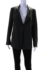 Elaine Kim Damen Langarm Blazer mit Druckknöpfen und Kragen grau Größe L - Bild 1 von 7