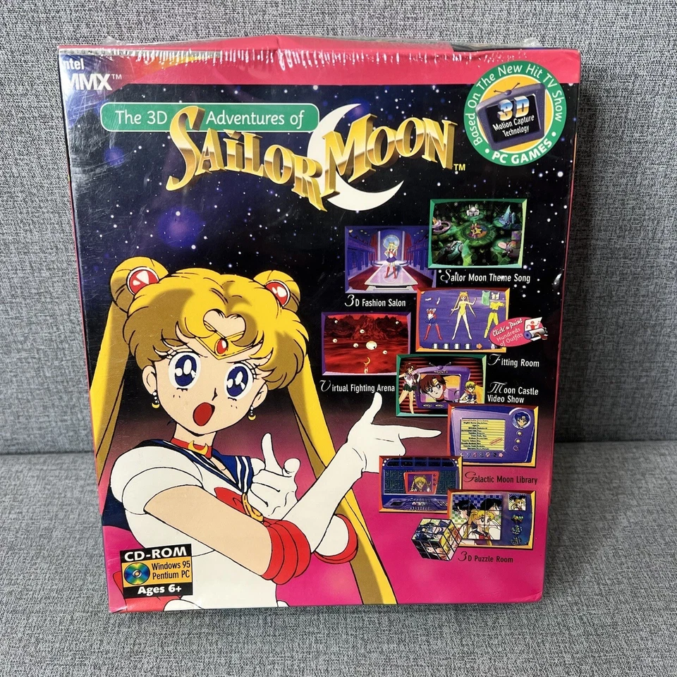 The 3D Adventures of Sailor Moon Big Box PC CD ROM Windows 95 Vintage 1997 New - Image 1 of 4