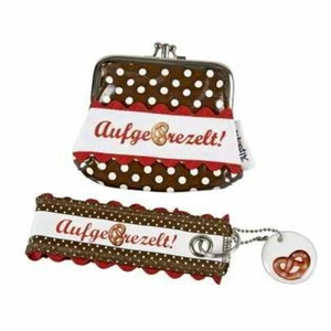 Tolles Set: Geldbörse & Schlüsselanhänger "Aufgebrezelt", Braun, Alpstyle - Imagen 1 de 2