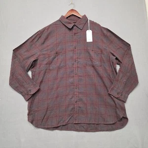 Mutual Weave Mens Gray & Red Plaid Long Sleeve Button Up Flannel Size 2XL NWT - Picture 1 of 7