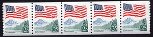 Scott #2280a Flag Yosemite Plate # Coil (PNC5) of 5 Stamps P#10 EFO Color bleed - Picture 1 of 1