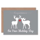 Congratulations Wedding Day Animal Silhouette Love Deer Stag Heart Greeting Card