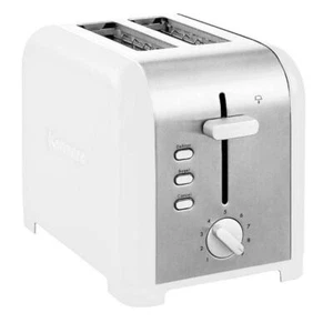 KENMORE Toaster 10.8" x 7.5" Wide Slot 2-Slice Stainless Steel Bagel White - Picture 1 of 7