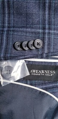 Chaqueta Blazer Abrigo Deportivo 46L Azul Negro Ventana Cuadros Lana 4 TEMPORADAS Tweed Foto 1 de 4