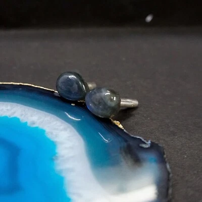 Blue LABRADORITE  Handmade 925 Sterling Silver Vintage Cufflink Men Accessories - Image 1 of 4