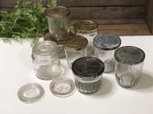 Vintage Jelly Jars BALL KERR Metal Glass Tin Lids Ribbed Lot JELLY GLASS - Picture 1 of 4